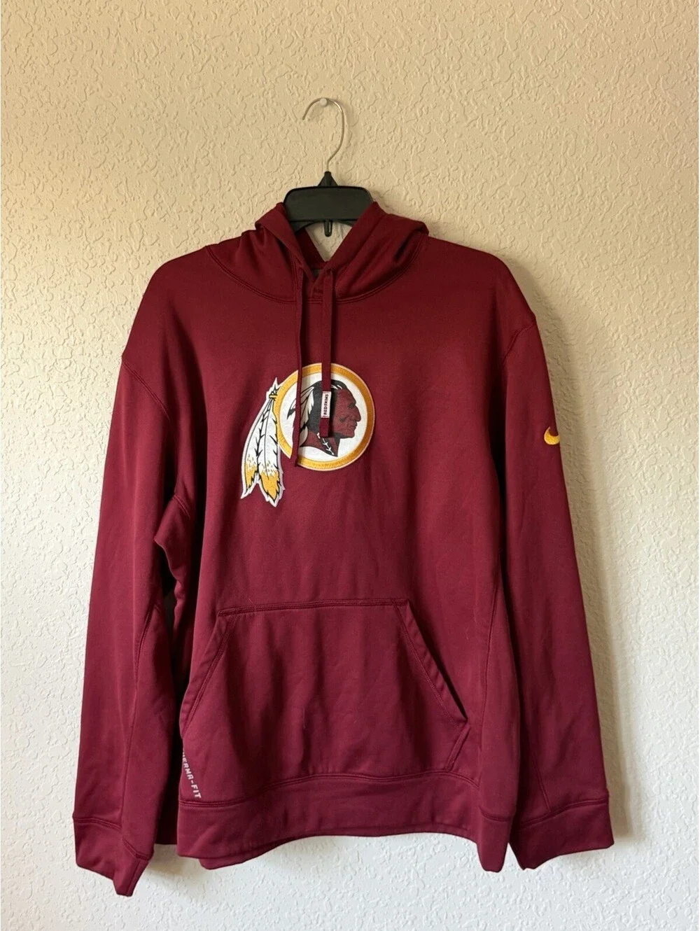 Nike Washington Redskins Hoodie Mens L Burgundy Therma-FIT NFL On-Field Apparel